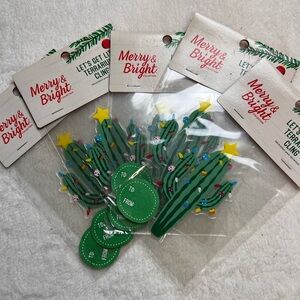 Lot of five Merry and Bright Christmas cactus terrarium, and aquarium cling